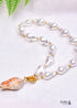 Boho Necklace, White Peal Sea Shell